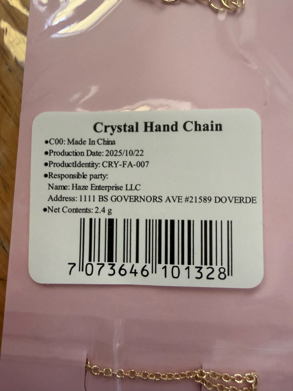 Crystal Haze Gold Hand Chain Bracelet - Picture 3 of 5